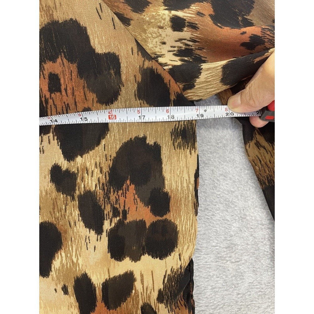 Beach Lunch Lounge Women's Blouse Animal Print Sheer V Neck Size XS 3/4 Sleeve - Picture 7 of 10